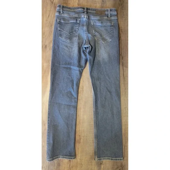 BKE Jake Straight Jeans Mens 36x32 Blue Denim Stretch Western Whiskered Cowboy - Picture 8 of 12